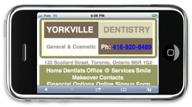 Yorkville Dentistry Mobile Website on iPhone