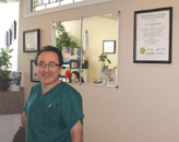 Dr.MUyal at the reception desk